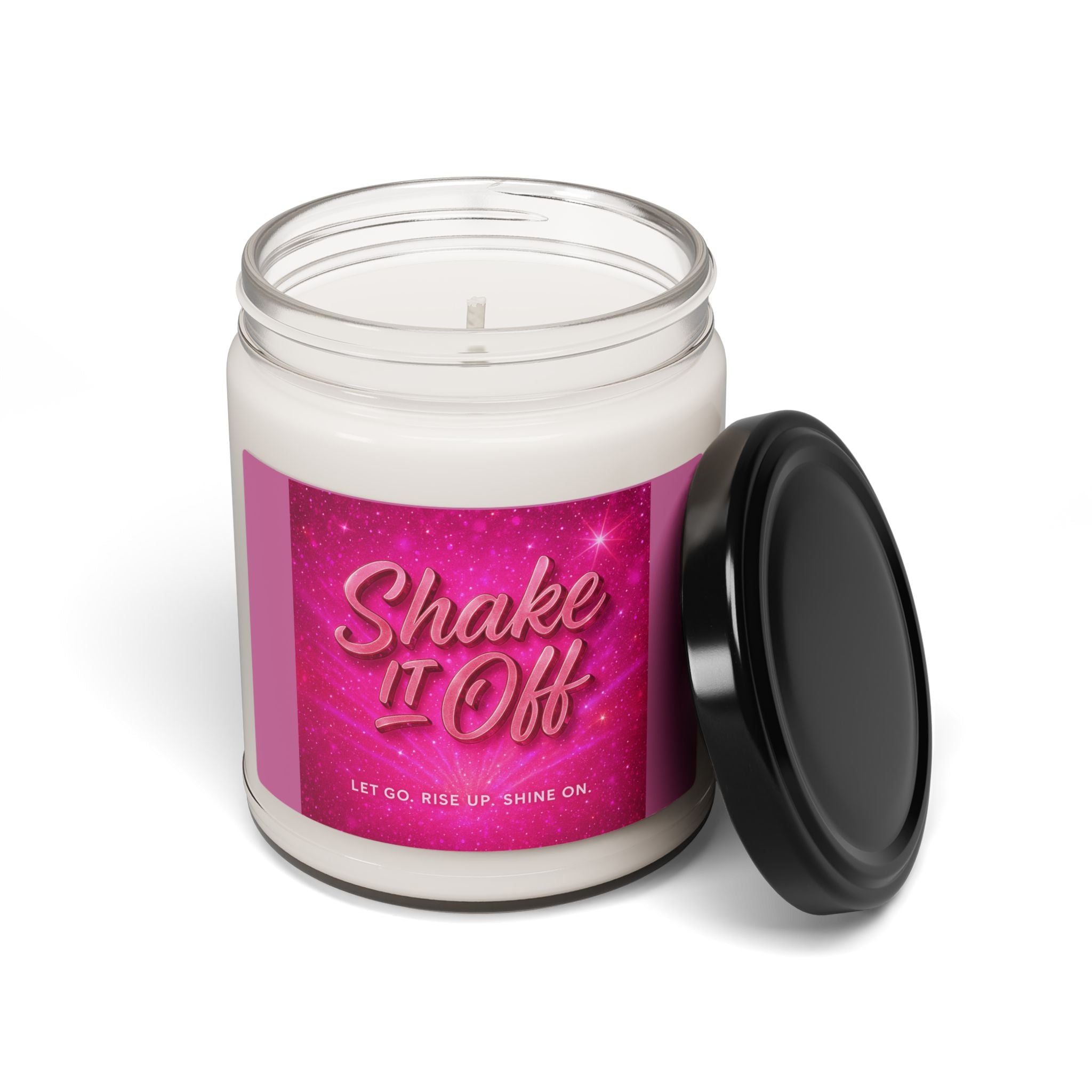 "Shake It Off" Scented Soy Candle, 9oz – Uplifting Pink Aromatherapy Jar