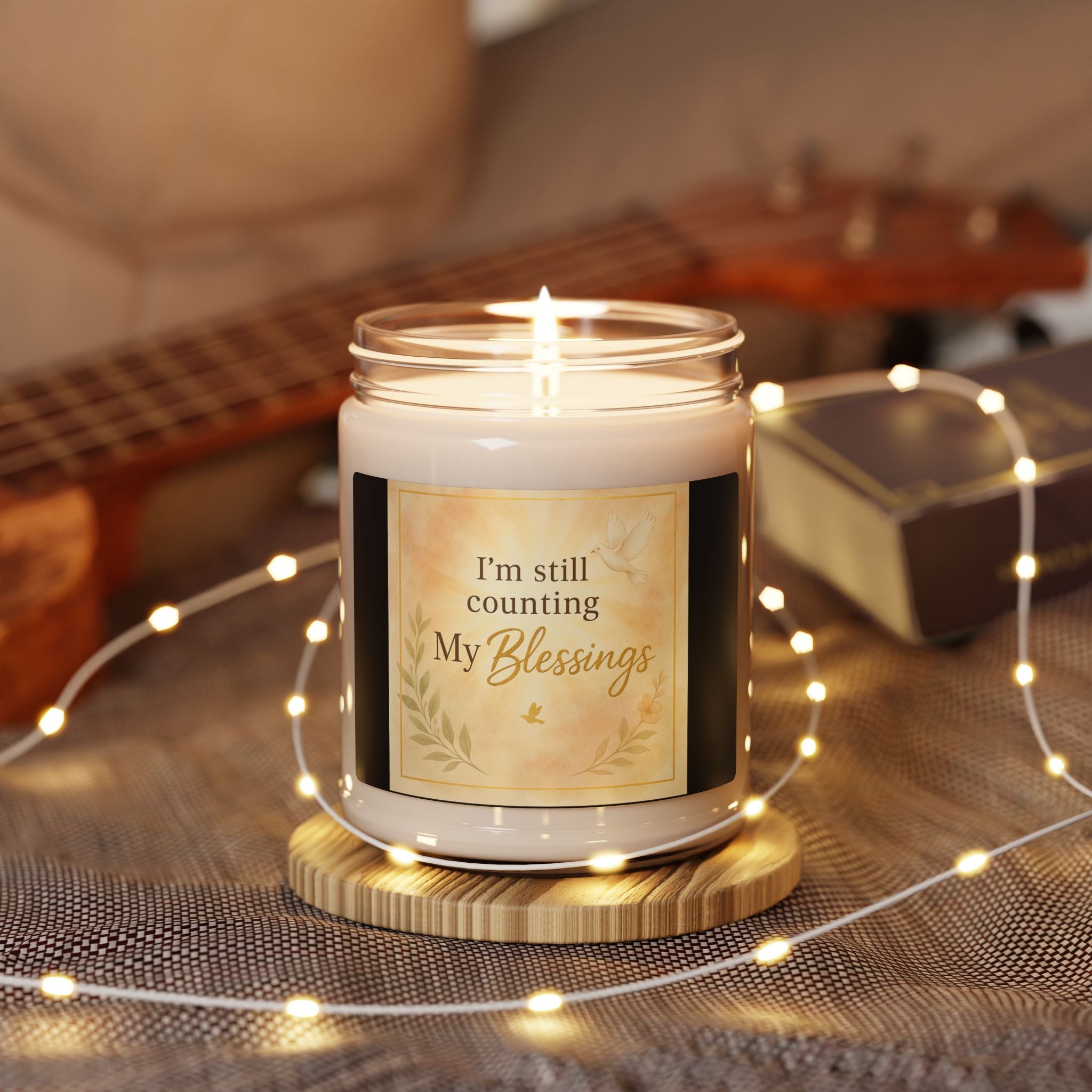 Soy Candle 9oz — "I'm Still Counting My Blessings" Scented Jar Candle (Inspirational Gift)