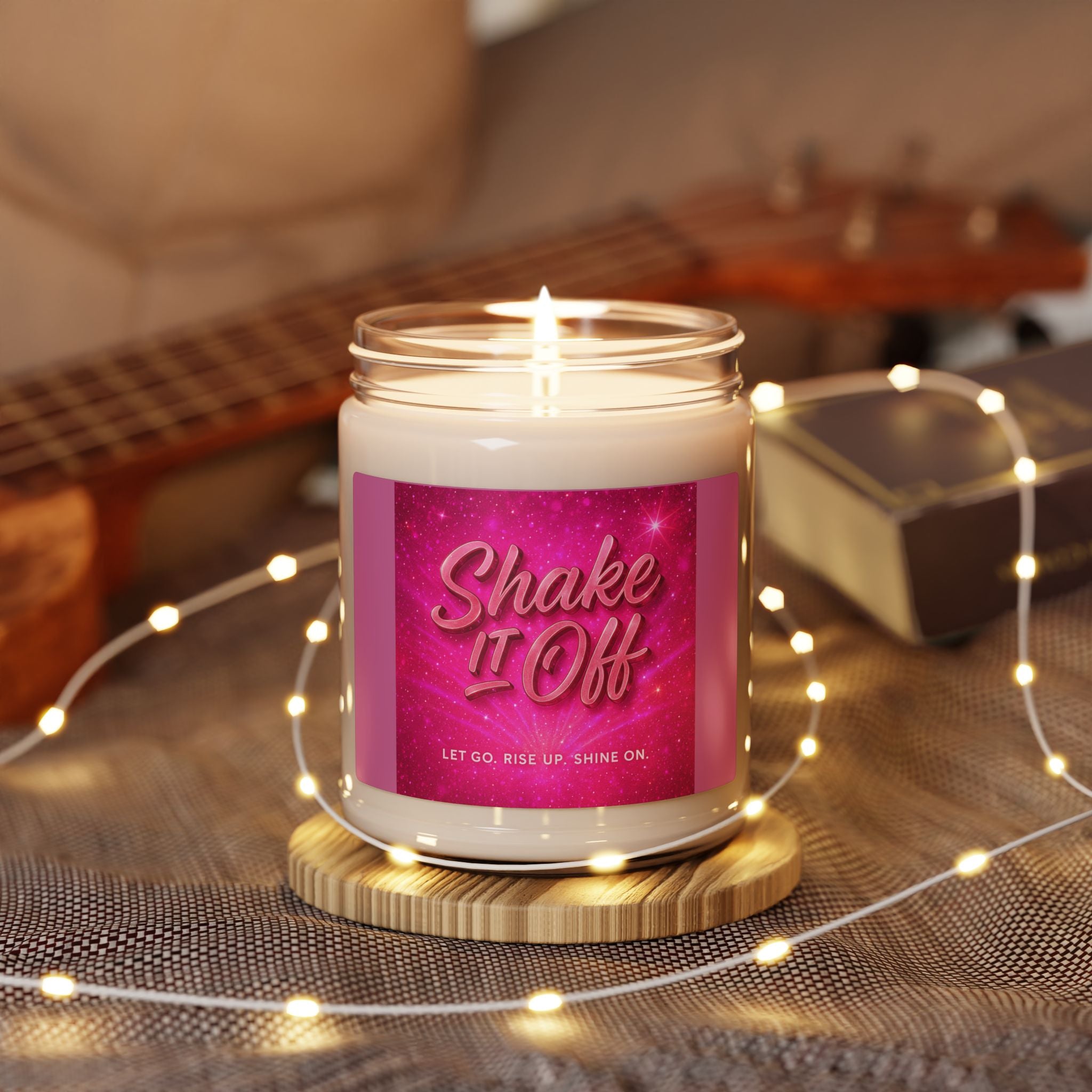 "Shake It Off" Scented Soy Candle, 9oz – Uplifting Pink Aromatherapy Jar