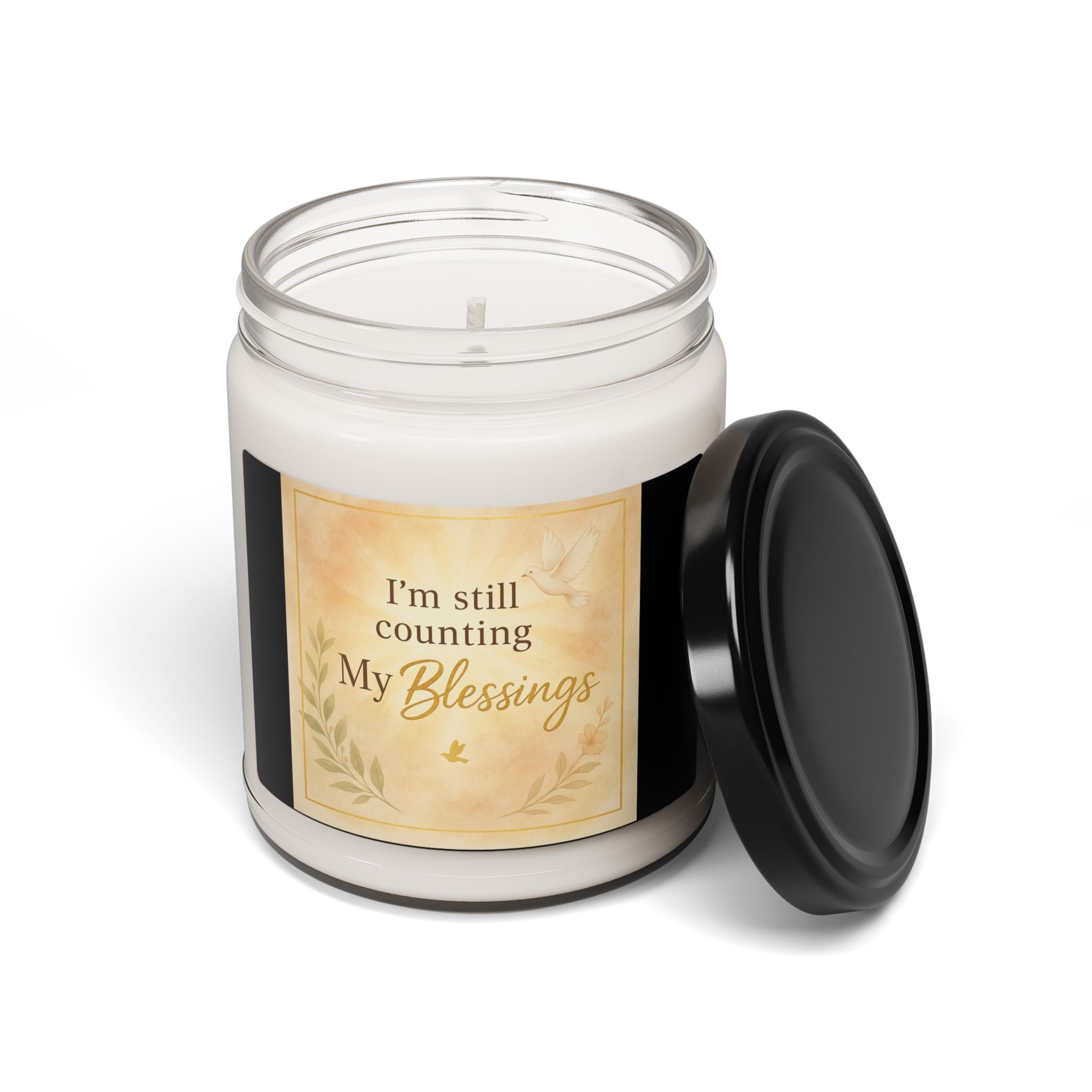 Soy Candle 9oz — "I'm Still Counting My Blessings" Scented Jar Candle (Inspirational Gift)